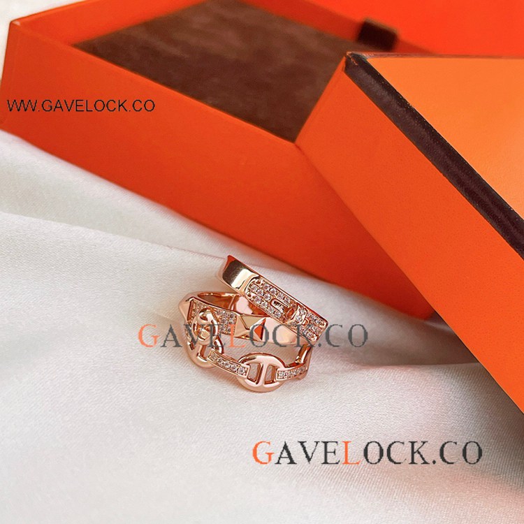Hermes D'Ancre Rose Gold Ring Triple Rings